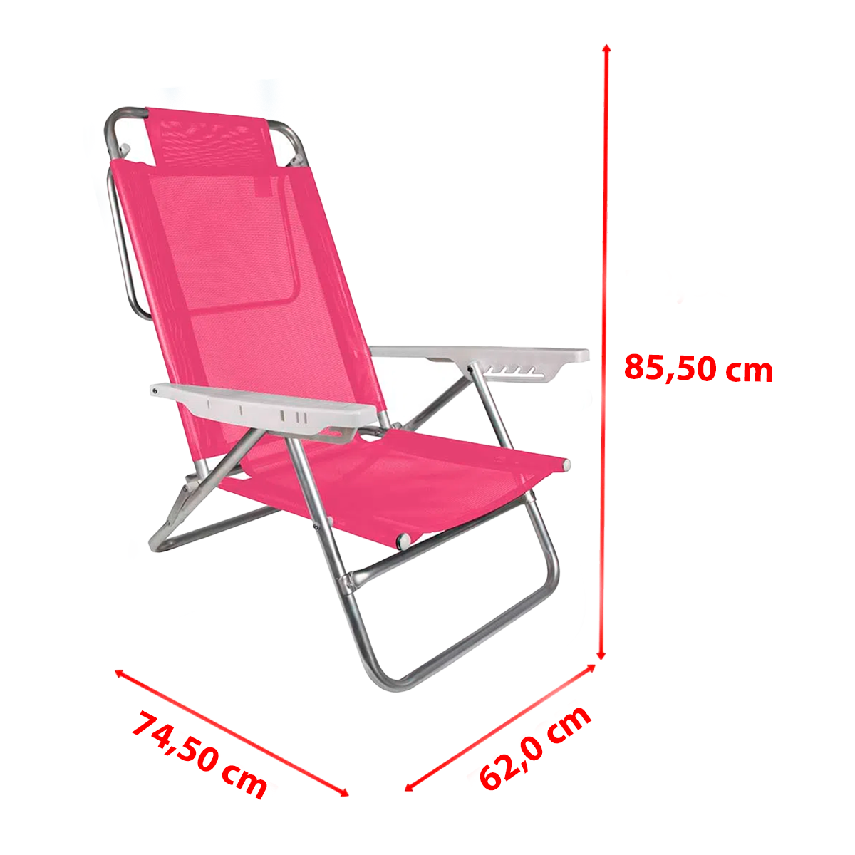 Cadeira De Praia Reclinável Mor Summer Pink 6 Posições - 6