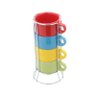 Jogo 4 Xícaras Café Porcelana 200ml Colorida com Suporte - 5