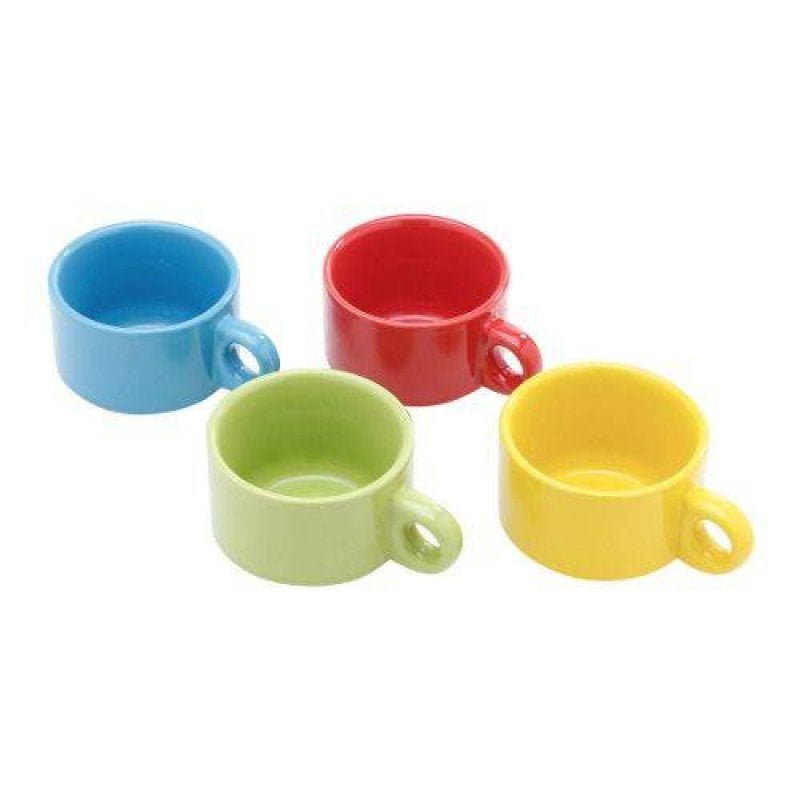 Jogo 4 Xícaras Café Porcelana 200ml Colorida Com Suporte - 3