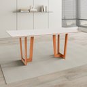 Ver imagem 1 de Mesa Sala de Jantar 6 Lugares Retangular Madeira Maciça Grécia Espresso Móveis Marrom/Champagnhe/Off White