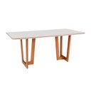 Ver imagem 2 de Mesa Sala de Jantar 6 Lugares Retangular Madeira Maciça Grécia Espresso Móveis Marrom/Champagnhe/Off White