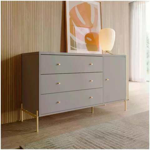 Cômoda 3 Gavetas 1 Porta Jasper Grigio 138cm