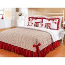 Ver imagem 5 de Colcha De Cama Queen Doce Lar Vermelho Em Algodão 150 Fios Com 07 Peças - Colcha Doce Lar
