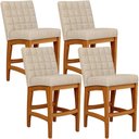 Ver imagem 2 de Kit 04 Banquetas Baixa para Cozinha Bancada Bar Sala Jantar Fixa Mila L02 Linho Bege - Lyam Decor
