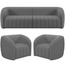 Ver imagem 1 de Kit Sofá 5 Lugares para Sala 332cm com 02 Poltronas Lazio M03 Veludo Cinza - Lyam Decor