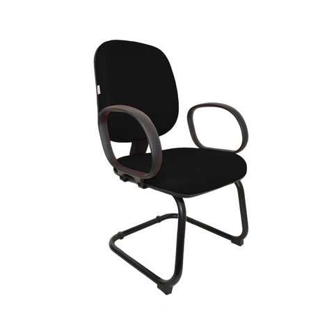 Cadeira Fixa Diretor Fire Base S com Braço - Couro Sintetico Corano - Preto