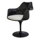 Ver imagem 4 de Cadeira com Braço Or Desig Saarinen Preta com Almofada Branca