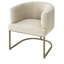 Ver imagem 1 de Poltrona Decorativa Arredondada Emi Base de Ferro Dourado em Veludo Bege Estofama