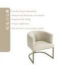Ver imagem 6 de Poltrona Decorativa Arredondada Emi Base de Ferro Dourado em Veludo Bege Estofama