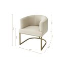 Ver imagem 4 de Poltrona Decorativa Arredondada Emi Base de Ferro Dourado em Veludo Bege Estofama