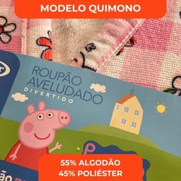Roupão Aveludado Lepper Estampado Personagens Infantil Peppa Pig G - 6