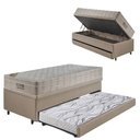 Ver imagem 1 de Bicama Box Baú 88x188 Courino Linho Bege com Colchão Airtech Ortobom