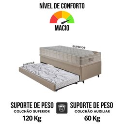 Bicama Box Baú 88x188 Courino Linho Bege com Colchão Airtech Ortobom - 7
