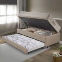 Ver imagem 3 de Bicama Box Baú 88x188 Courino Linho Bege com Colchão Airtech Ortobom