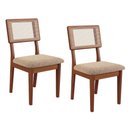Ver imagem 2 de Conjunto Mesa de Jantar Redonda 4 Cadeiras Estofadas Encosto Tela 100% MDF Pinhão/Taupe - Dalla Cost