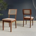Ver imagem 4 de Conjunto Mesa de Jantar Redonda 4 Cadeiras Estofadas Encosto Tela 100% MDF Pinhão/Taupe - Dalla Cost