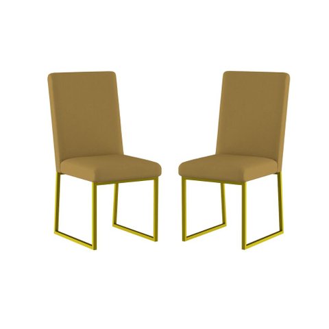 Kit 2 Cadeiras para Mesa de Jantar Base Industrial Dourado Balaqui Cor:capuccino