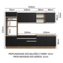 Ver imagem 4 de Armário de Cozinha Completa 310cm Rustic/Preto Glamy Madesa 02