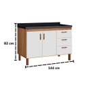 Ver imagem 5 de Gabinete de Cozinha 144cm com 2 Portas e 3 Gavetas Balcão:Avelato/Branco