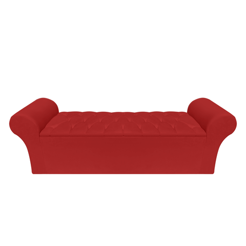 Recamier Baú Calçadeira Quarto Casal 138cm Barcelona:suede Vermelho
