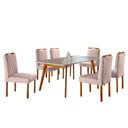 Ver imagem 2 de Conjunto Sala de Jantar 6 Lugares Mesa Slim e Cadeiras em Veludo Móveis Mix