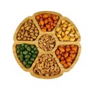 Ver imagem 3 de PETISQUEIRA REDONDA BAMBU BANDEJA PRATO ECOLOGICO 7 DIVISORIAS APERITIVOS AMENDOIM CAVIDADES 29CM