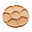 Ver imagem 5 de PETISQUEIRA REDONDA BAMBU BANDEJA PRATO ECOLOGICO 7 DIVISORIAS APERITIVOS AMENDOIM CAVIDADES 29CM