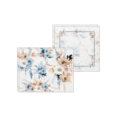 Kit Jogo Americano + Guardanapo Boho Azul/ambar - 2 Peças