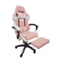 Ver imagem 3 de Cadeira Gamer Stillus Oficial Apoio Pés Branco/rosa