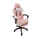Ver imagem 1 de Cadeira Gamer Stillus Oficial Apoio Pés Branco/rosa