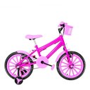 Ver imagem 1 de Bicicleta Infantil Feminina Aro 16 Nylon Cor Pink e Rosa