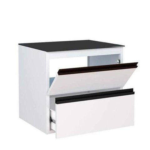 Kit Gabinete Banheiro Aço 60cm Lavabo Cuba e Espelheira Luxo:branco