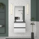 Ver imagem 2 de Kit Gabinete Banheiro Aço 60cm Lavabo Cuba e Espelheira Luxo:branco