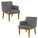 Ver imagem 1 de Kit 2 Poltronas Decorativas Vitória W01 Linho Cinza Escuro - Mpozenato