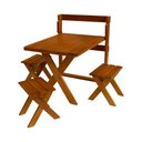 Ver imagem 1 de Conjunto Mesa 1m e 3 Banquetas Sem Encosto Madeira Maciça Eucalipto