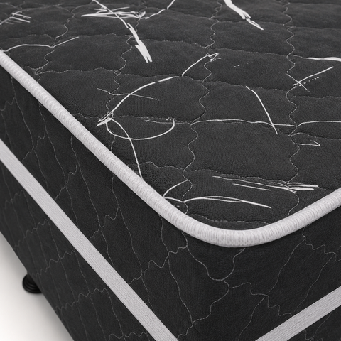 Cama Box Solteiro Conjugada Bordado D28 88x188 Black Bacetto