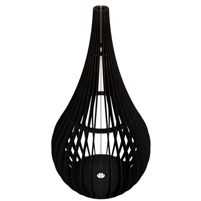 Abajur Grande de Chão CAPADÓCIA MDF Luminária -:Preto/90x40cm