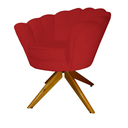 Ver imagem 3 de Poltrona Para Hall de Entrada Base Giratória de Madeira Pétala Suede Vermelho - LM DECOR