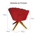 Ver imagem 4 de Poltrona Para Hall de Entrada Base Giratória de Madeira Pétala Suede Vermelho - LM DECOR