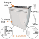 Ver imagem 3 de Gabinete para Lavanderia 61cm com Tanque 46 Litros de Inox