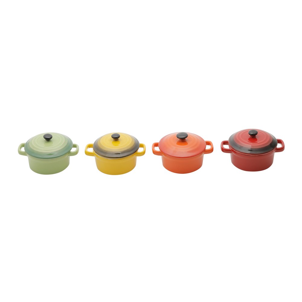 Cj 4 Mini Caçarolas Coloridas de Porcelana C/Tampa 13cm Bon Gourmet - 2