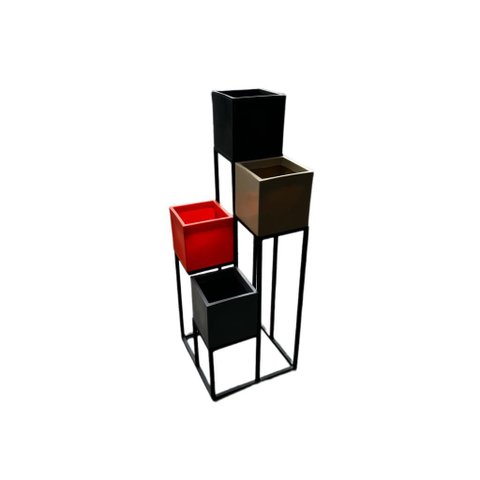 Kit 4 Vaso Planta Grid Escada com suporte Polietileno BGPLASTICOS V1020S4 AREIA 001