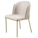 Ver imagem 3 de Conjunto 2 Cadeiras de Jantar Aurora Metal Dourado e Linho Palha