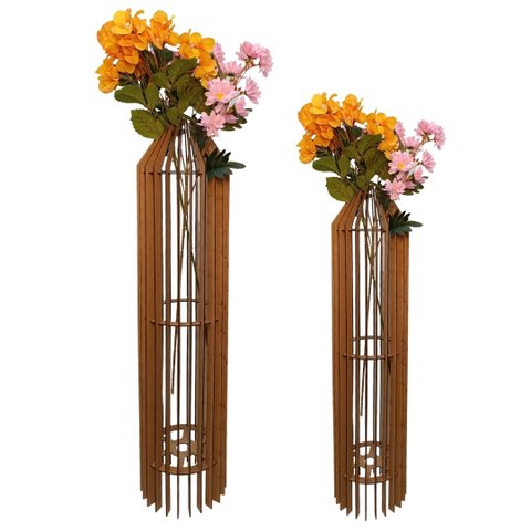 Vaso de Chão Decorativo Grande Mdf Penedo:mdf Cru/kit com 2 - 75x20cm e 60x20cm