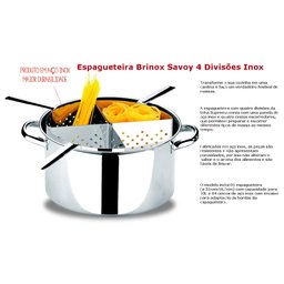 Espagueteira Com 4 Divisões Savoy Inox 10 Litros Brinox - 5