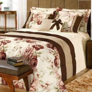 Kit Queen Vitória Palha / Tabaco - 07 Peças