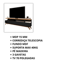 Ver imagem 6 de Rack para TV com Espaço Organizador e 3 Gavetas Vivare Wood 1,80 m - Preto/Freijo