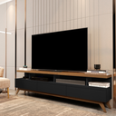 Ver imagem 3 de Rack para Sala TV 70 Polegadas Vivare 1.8 Wood Moderno Preto/Freijo
