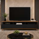 Ver imagem 1 de Rack para TV com Espaço Organizador e 3 Gavetas Vivare Wood 1,80 m - Preto/Freijo