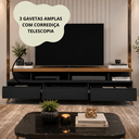 Ver imagem 4 de Rack para TV com Espaço Organizador e 3 Gavetas Vivare Wood 1,80 m - Preto/Freijo